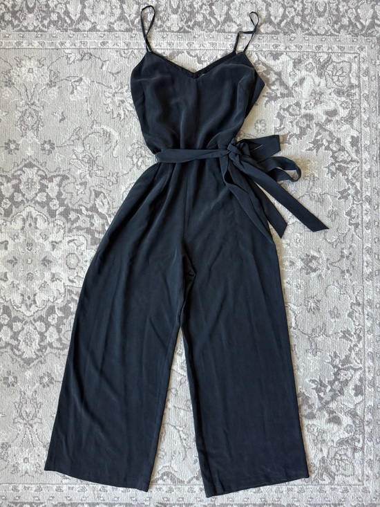 L'AGENCE Pants - L’AGENCE Dia 100% Silk Lace Trim Camisole Wide Leg Jumpsuit in Black - Size 4